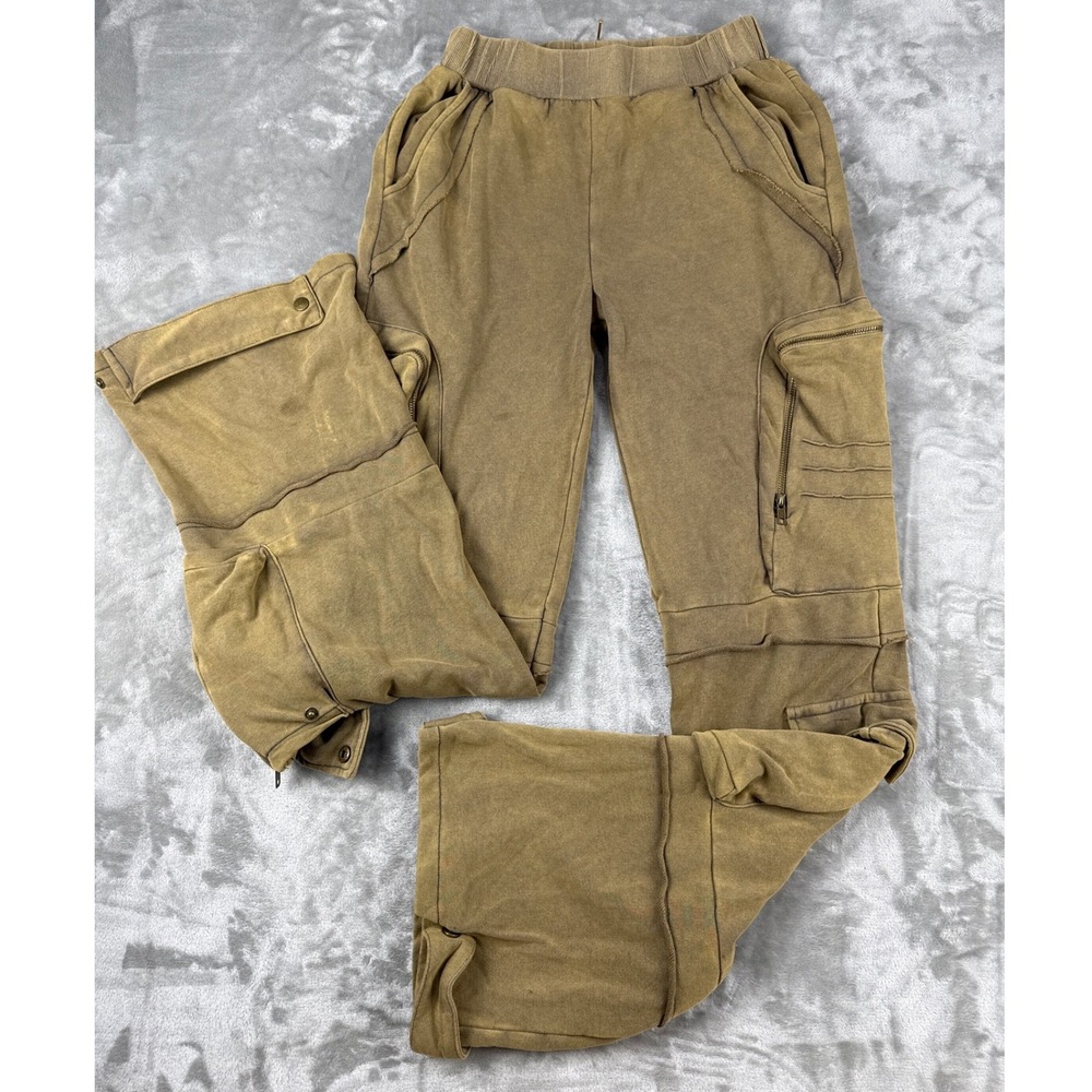 Athina Mens Small Cargo Sweatpants Olive Brown Distressed Utility Streetwear S
